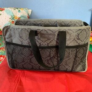 Mary Kay Elegant Gray and Black Brocade Print Consultants Bag With Dividers